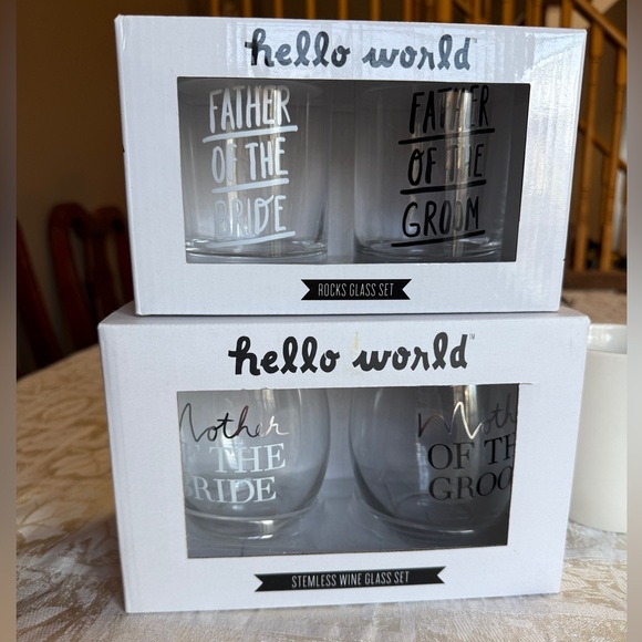 About Face Designs Father of the Bride/Groom glass set Mother of Bride/Groom - Picture 1 of 1